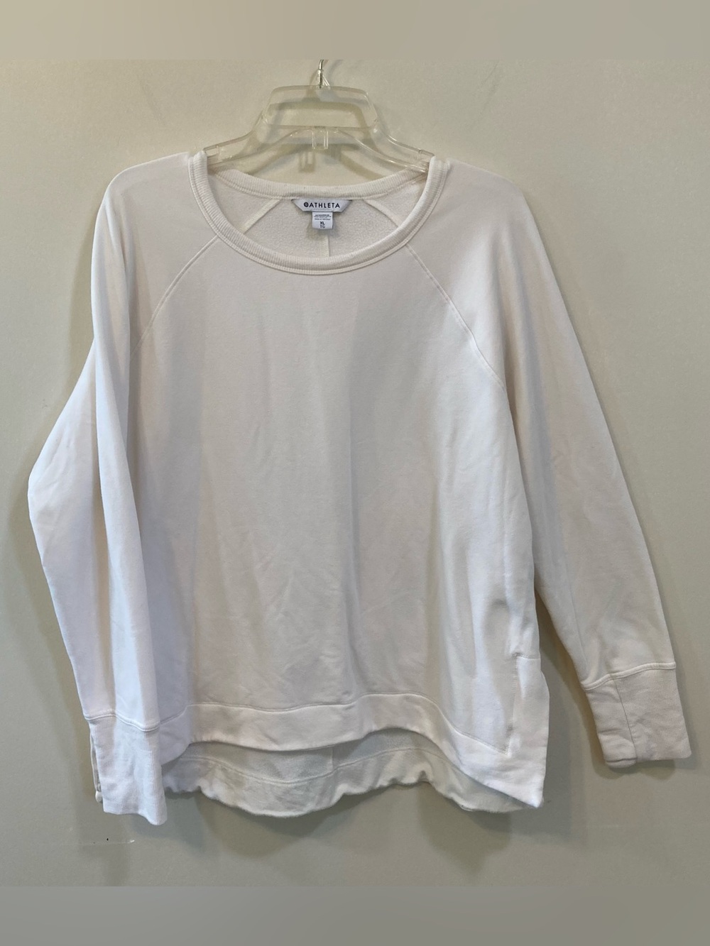 Athleta Coaster Luxe Recover Sweatshirt Womens Sz XL Cream Side Slits Soft